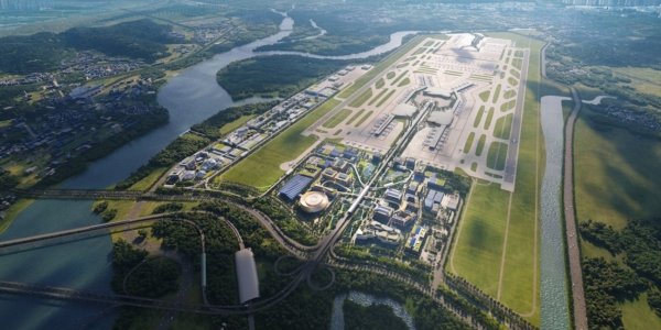Artistic expression of the proposed Adani Airport City at Navi Mumbai